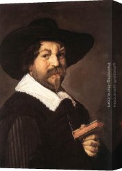 Portrait of an Old Man Canvas Paintings - Portrait of a Man Holding a Book by Frans Hals