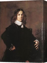 Portrait of a Monk of The Benedictine Order, Holding a Skull Canvas Paintings - Portrait of a Seated Man Holding a Hat by Frans Hals