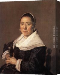 Portrait of a Woman Canvas Paintings - Portrait of a Seated Woman (presumedly Maria Vernatti) by Frans Hals