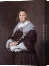 Standing Canvas Paintings - Portrait of a Standing Woman by Frans Hals