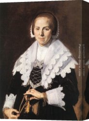 Portrait of a Monk of The Benedictine Order, Holding a Skull Canvas Paintings - Portrait of a Woman Holding a Fan by Frans Hals