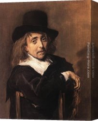 Branches Canvas Paintings - Seated Man Holding a Branch by Frans Hals
