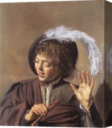 Cowboy Singing Canvas Paintings - Singing Boy with a Flute by Frans Hals
