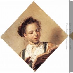 Cowboy Singing Canvas Paintings - Singing Girl by Frans Hals