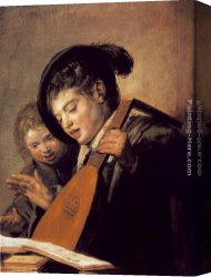 Cowboy Singing Canvas Paintings - Two Boys Singing by Frans Hals