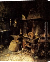Blacksmith at His Forge Canvas Paintings - At The Forge by Frans Mortelmans