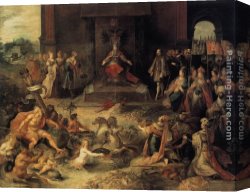 October Stroll Canvas Paintings - Allegory on the Abdication of Emperor Charles V in Brussels, 25 October 1555 by Frans the younger Francken