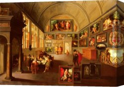 Picture Gallery with Views of Modern Rome Canvas Paintings - The interior of a picture gallery by Frans the younger Francken