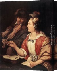 The Music Lesson Canvas Paintings - The Music Lesson by Frans van Mieris