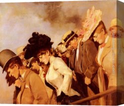 Franz Dvorak Canvas Paintings - At The Races by Franz Dvorak