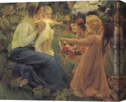 Presenting Canvas Paintings - Presenting Flowers to the Infant by Franz Dvorak