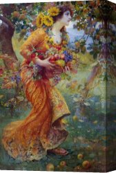 Franz Dvorak Canvas Paintings - The Orchard by Franz Dvorak