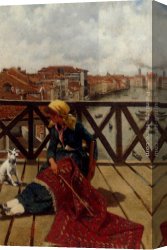 Rubens Canvas Paintings - A Distraction On The Accademia Bridge, Venice by Franz Leo Ruben