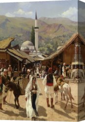 Rubens Canvas Paintings - View of Bascarsija Santajevo by Franz Leo Ruben