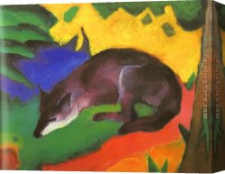 Franz Dvorak Canvas Paintings - Blue Black Fox by Franz Marc
