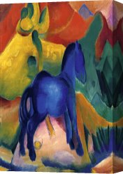 Horse Canvas Paintings - Blue Horses by Franz Marc