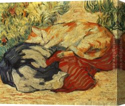 Franz Dvorak Canvas Paintings - Cats on a Red Cloth by Franz Marc