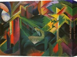 Franz Dvorak Canvas Paintings - Deer in a Monastery Garden by Franz Marc