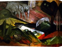 Der Jubil Canvas Paintings - Der Traum by Franz Marc