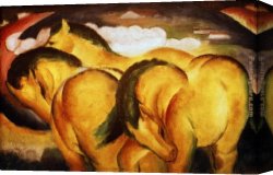 Blick Uber Die Sierra Nevada Canvas Paintings - Die kleinen gelben Pferde by Franz Marc