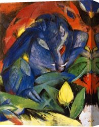 Hund Fuchs Und Katze Canvas Paintings - Eber und Sau by Franz Marc