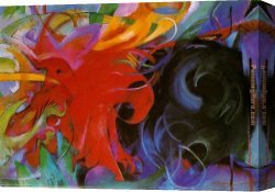 Franz Dvorak Canvas Paintings - fighting forms by Franz Marc