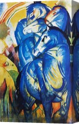 Horse Canvas Paintings - Group of Horses by Franz Marc