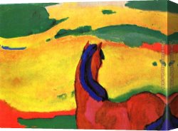 Horse Canvas Paintings - Horse in a Landscape by Franz Marc