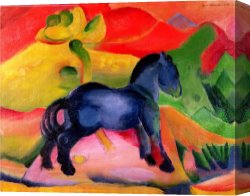 Horse Canvas Paintings - Little Blue Horse by Franz Marc