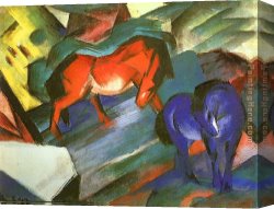 Horse Canvas Paintings - Red and Blue Horse by Franz Marc