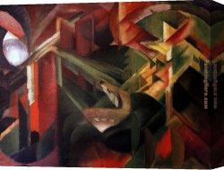 Franz Dvorak Canvas Paintings - Reh im Klostergarten by Franz Marc