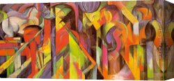 Franz Dvorak Canvas Paintings - Stables by Franz Marc