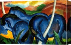 Horse Canvas Paintings - The Large Blue Horses by Franz Marc