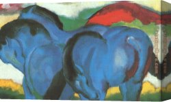 Horse Canvas Paintings - The Little Blue Horses by Franz Marc