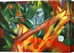 Franz Dvorak Canvas Paintings - The Monkey by Franz Marc