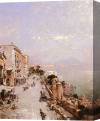 Unterberger Canvas Paintings - A View of Posilippo, Naples by Franz Richard Unterberger