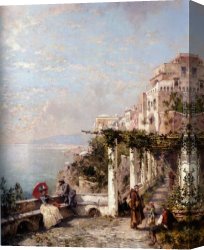 Blick Uber Die Sierra Nevada Canvas Paintings - Die Amalfi Kuste by Franz Richard Unterberger