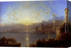 Unterberger Canvas Paintings - Genoa by Franz Richard Unterberger