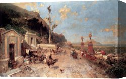 Unterberger Canvas Paintings - La Strada Monreale, Palermo by Franz Richard Unterberger
