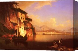 Unterberger Canvas Paintings - Motio Du Lac Du Garda by Franz Richard Unterberger
