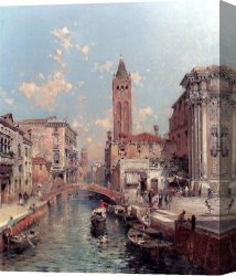 Santa Canvas Paintings - Rio Santa Barnaba, Venice by Franz Richard Unterberger