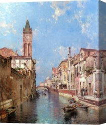 Unterberger Canvas Paintings - Rio St. Barnaba, Venice by Franz Richard Unterberger