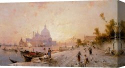 Unterberger Canvas Paintings - Riva degli Schiavoni Venice by Franz Richard Unterberger