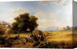 Day) Canvas Paintings - The Last Day Of The Harvest by Franz Richard Unterberger