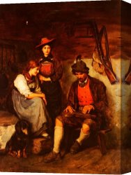 Blick Auf Jerusalem Vom Olberg Aus Canvas Paintings - Der Zitherspieler Auf Der Alm, Dem Zwei Madchen Zuhoren by Franz Von Defregger