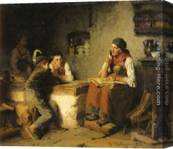 Blick Uber Die Sierra Nevada Canvas Paintings - Die Marchenerzahlerin by Franz Von Defregger