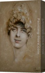 Junge Frau Mit Strohhut Als Verk Canvas Paintings - Bildnis einer jungen Frau by Franz von Lenbach