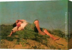 Ein Forsterheim Canvas Paintings - Ein Hirtenknabe by Franz von Lenbach