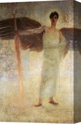 Adolph Von Menzel Canvas Paintings - Angel with the Flaming Sword by Franz von Stuck