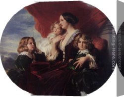 Countess Canvas Paintings - Elzbieta Branicka, Countess Krasinka and her Children by Franz Xavier Winterhalter